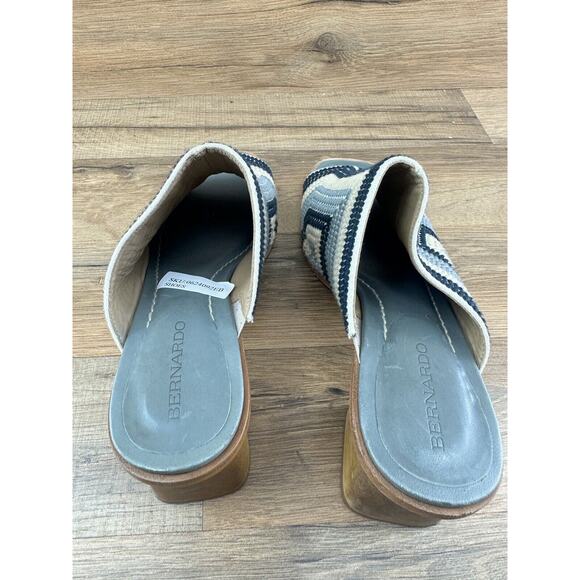 Bernardo Nala Embroidered Block Heel Mules Blue White Size 10 Anthropologie - Picture 4 of 7